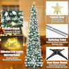 5FT Pop Up Christmas Tree with Timer 50 Lights, Tinsel Christmas Tree, Collapsible Artificial Pencil Tree Xmas Decoration for Indoor Home Apartment Porch Party, Easy Assembly