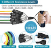 Resistance Bands Set with Handles - Heavy Duty 12pcs Exercise Bands, Up to 100/150/200 LBS - Fitness Training Tubes for Home, Gym, Physio - Large Handles, Ankle Straps, Door Anchor, Carry Bag