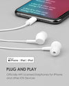 Lightning Headphones Earphones Earbuds Compatible iPhone 14 iPhone 13 iPhone 12 11 Pro Max iPhone X XS Max XR iPhone 8 7 Plus MFi Certified with Microphone Controller SweetFlow (White)