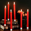 Flameless Red Taper Candles Flickering with 10-Key Remote, Battery Operated LED Warm 3D Wick Light Window Candles Real Wax Pack of 6, Christmas Home Wedding Decor(0.78 X 9.64 Inch)