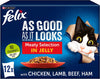 AS GOOD AS IT LOOKS Meaty Selection in Jelly with beef, with chicken, with lamb, with ham Wet Cat Food Pouch 12x100g, Pack of 4