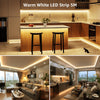 Warm White LED Strip Light 5M 300 LEDs, 1650lm Dimmable LED Tape Lights, 3000K Flexible LED Lights for Bedroom Kitchen Under Cabinet Wardrobe Stair (12V Power Plug and Dimmer Switch Included)