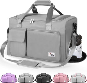 Travel Bag Sport Duffel Bag,Gym Tote Bag, Large Capacity Portable Foldable Travel Lightweight Waterproof Overnight Bag, Carry Luggage Bag for Weekender Sports, Gym, Vacation for Men Women (Gray)