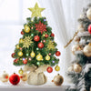 Tabletop Christmas Trees with Lights -  Mini Christmas Tree 24 in, Small Pre Lit 2 ft Christmas Tree with 40 LED Lights & Ornaments Top Star for DIY, Christmas Decoration, Gold & Red