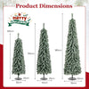 Artificial Christmas Tree Set of 3, Snowy Xmas Tree with PVC Branch Tips and Warm White LED Lights, Pre-Lit Slim Pencil Xmas Decoration Tree (4FT+5FT+6FT)