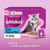 Whiskas Wet Kitten Food Bulk Bundle - 2-12 Months, Poultry Feasts Gravy 6x85g, Fish Favourites in Jelly 6x85g, Milky Treats 1x55g and  Kitten Toy