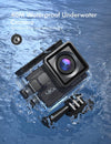 Action Camera GA100 with 32GB microSDXC Memory Card 4K 30FPS 20MP Underwater Camera Waterproof 40M, WiFi Videocamera with Dual Mic, 170° Wide Angle, EIS Anti-shake, Various Accessories