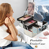 Makeup Box Vanity Case Cosmetic Organiser Box Beauty Storage Train Case with Mirror, Lockable with Keys, Dazzle Silver