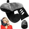 JPillow Travel Pillow for Airplanes - British Invention of The Year - Upgraded with Patented Anti-Slip Scarf - Unique Chin Support - Neck Pillow for Travel - Flight Pillow - Black/Silver