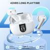 Wireless Earbuds,Wireless Earphones Bluetooth 5.3 in Ear with 4 Mic ENC Calls Noise Cancelling Wireless Headphones Mini LED Display HiFi Stereo 42H Playtime Bluetooth Earbuds Touch Control/IP6/White