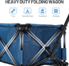 Festival Trolley on Wheels, 135L Folding Camping Wagon with Adjustable Handle & Cup Holder, Collapsible Beach Cart Foldable for Outdoor Garden Picnic Shopping 100KG Capacity, Blue