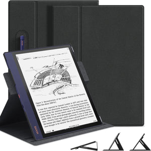 Case for BOOX Note Air 2, BOOX Note Air 2 Plus 2022, 10.3 Inch eBook Multi-Viewing Adjustable PU Leather Slim Lightweight Folding Stand Cover with Pencil Holder-Black