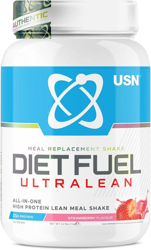 Diet Fuel Ultralean Meal Replacement Shake Powder, Strawberry Flavour - 1kg, High Protein Shake Powdered Drink Mix, Low Calorie Diet & Weight Control Powder, 25g Protein