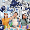 21st Birthday Decorations Blue Silver Balloons Arch Kit with 21 Number Star Foil Confetti Balloon Happy Birthday Banner Navy Blue and Silver Party Decor for 21st Boys Girls Men Women Anniversary