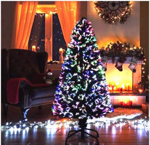 Fiber Optic Color Changing Christmas X-Max Tree Flashing Multi Colored Green Artificial Tree Free Standing with Bright Colours PVC made Decoration Tree Hinch Choice (90 cm / 3ft)