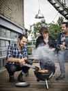 Smokey Joe Premium Charcoal Grill, Ø 37cm Grill Area, Portable BBQ Grill with Convenient Carry Handle, Porcelain-Enamelled Lid & Bowl - Slate Blue (1126804)