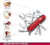 Huntsman Swiss Army Knife, Medium, Multi Tool, Camping Knife, 15 Functions, Large Blade, Bottle Opener, Red