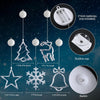 [Timer] 5Pcs Christmas Window Lights Decorations,Battery Powered Christmas Hanging Warm White Lighted Snowflake Tree Star Deer Bells Shaped LED Sucker for Xmas Tree Fireplace Indoor Decor