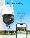 "Ultimate Home Security:  2K Outdoor Camera with 360° Pan-Tilt, Motion Tracking, Color Night Vision, and Sound-Lights Alarm - WiFi Enabled (1-Pack)"