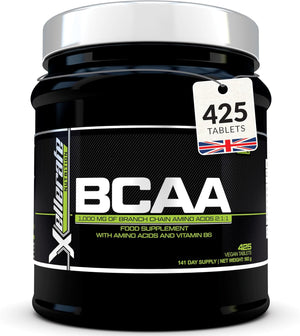 BCAA 2:1:1-3000mg per Serving - 425 Vegan Tablets (not Capsules or Powder) - 4.5 Month Supply - Pre Workout Branched Chain Amino Acids + Vitamin B6 - Made in The UK -