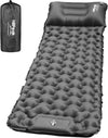 Camping Sleeping Pad, Ultralight Camping Mat with Pillow Built-in Foot Pump Inflatable Sleeping Pads Compact for Backpacking Hiking Traveling Tent (Gray)