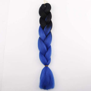 24 inch Ombre Kanekalon Jumbo Braid Synthetic Braiding Hair Extensions 100g (1pc black to blue b15)
