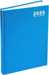 2025 A4 / A5 / A6 Diary Day to Page or Week to View Desk Diary Hard Back Casebound Back Cover (Light Blue, A4 Dap)