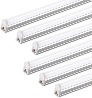 Led Batten Light 2ft, T5 1100lm 10W 6500K Super Bright White LED Garage Workshop Lighting,Wall and Ceiling Batten Lights 6-Pack