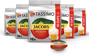 Jacobs Café Au Lait Coffee Pods x16 (Pack of 5, Total 80 Drinks)