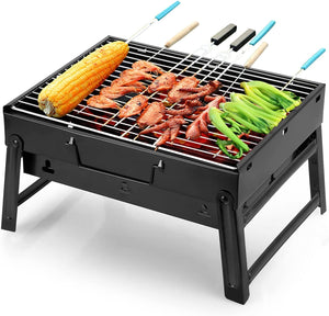 "Ultimate Portable Charcoal BBQ Grill for Outdoor Adventures -  Stainless Steel Barbecue Grill for Camping, Hiking, and Picnics"