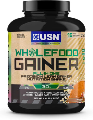 Wholefood Muscle Gain Protein Powder, Chocolate Flavour - 2kg, Natural Muscle Growth & Mass Gainer, All-in-One 30g Vegan Protein Powder, Meal Replacement & Dietary Supplement Protein Shake Mix