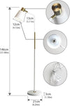 Floor Lamp, Industrial Floor Lamps Corner Lamp Rustic Farmhouse Standing Lamp, Adjustable Metal Heads Indoor Task Lighting Reading Floor Lamps for Living Room, Bedroom, E27 Socket (White)