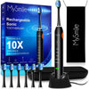 Electric Toothbrush for Adults, Rechargeable Sonic Electronic Toothbrush with 6 Brush Heads and Travel Case, 5 Modes 2 Mins Smart Timer, 48000VPM 10X Powerful