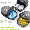 Canvas Bag Pill Boxes 7 Day 2 Times a Day, Large AM/PM Pill Box Organiser with Portable Zipper Cloth Bag for Holding Supplements, Vitamins and Fish Oils (Black)