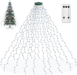 Christmas Tree Lights Cold White, 400LED 2m 16 Strands 8 Modes Christmas String Lights Christmas Decorations Xmas Lights with Memory and 8 Lighting Modes for Indoor Outdoor Decoration