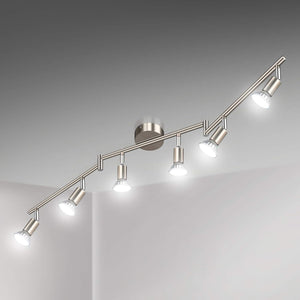LED Ceiling Light Rotatable, 6 Way LED Ceiling Spotlight, Matt Nickel & Swivelling Design, Including 6 X 4W GU10 LED Bulbs (450LM, Cool White 6000K),for Kitchen, Living Room, Bedroom