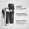 Cordless Clipper & Trimmer Gift Set, Cordless Grooming Set, Hair Clippers for Men, Men’s Beard Trimming, Nose Ear & Brow Trimmer, Male Grooming Set