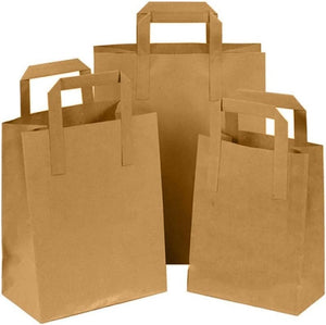 Paper Bags with Handles -500 Large Brown Paper Bags 10x12x3.5”-Perfect for Lunch, Takeaway, Grocery and Party use