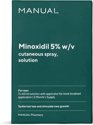 5% Minoxidil (3 x 60ml) Formula For Men - Increases Blood Flow To Follicles - Promotes Growth for Longer, Thicker Hair - Stimulates Hair Regrowth - Easy To Apply Spray - 3 Month Supply