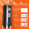 Water Flosser for Teeth Cordless, 3 Modes & 5 Intensities Water Flossers, Oral Irrigator with 6 Jet Tips, Dental Flosser Water Jet IPX7 Waterproof Available in Shower, USB Rechargeable