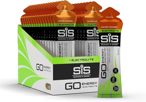 Go Isotonic Energy Gel with Electrolyte, Gels for Running / Cycling, Salted Caramel, 60 ml (30 Pack)