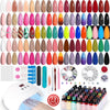 73 Pcs Gel Nail Polish Set with Lamp Starter Kit, Jelly/Glitter/Neon/Glow in the Dark 45 Colors,Nail Primer, Base,Matte & Top Coat 54W LED Auto Sensor Rhinestones Manicure Tools LA00