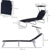 Outdoor Foldable Sun Lounger, 4 Level Adjustable Backrest Reclining Sun Lounger Chair with Angle Adjust Sun Shade Awning for Beach, Garden, Patio, Black