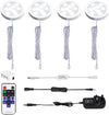 Under Cabinet Lighting - Dimmable Cupboard Lights with Remote Control & 4 Pack Under Counter Lighting Kit Display Kitchen Light for Closet Showcase Bookshelf Wardrobe (6000K Daylight White)