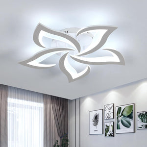 LED Ceiling Light, 60W 5400LM Modern Design Ceiling Lighting, 5 Lights Living Room Ceiling Light Acrylic White Flower Fittings Ceilings for Bedroom, Kitchen, Dining Room 6500K Cool White