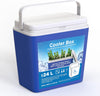 Large Cooler Box - 24 L, Insulated for Hot/Cold Food, Durable & Portable Freezer Box for Picnics, Camping BBQ, Comes with a Carry Handle, 9 Hours Cooling, Locking Lid, Blue