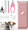 Professional Cat Grooming Kit-Dog Clipper Set for Thick/Heavy Hairs, Waterproof Cat Clippers Grooming Kit Rechargeable Pet Hair Clippers Shavers Set for Puppy, Rabbits, Cats,Pink