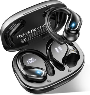 Wireless Earbuds,  Bluetooth 5.3 Headphones, Wireless Earphones 75H Playtime and HiFi Stereo Sound with Mic, Dual LED Display, IP7 Waterproof in Ear EarHooks, USB-C, Headsets for Sport, Running