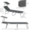 Outdoor Foldable Sun Lounger Set of 2, 4 Level Adjustable Backrest Reclining Sun Lounger Chair with Angle Adjust Sun Shade Awning for Beach, Garden, Patio, Grey