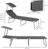 Outdoor Foldable Sun Lounger Set of 2, 4 Level Adjustable Backrest Reclining Sun Lounger Chair with Angle Adjust Sun Shade Awning for Beach, Garden, Patio, Grey